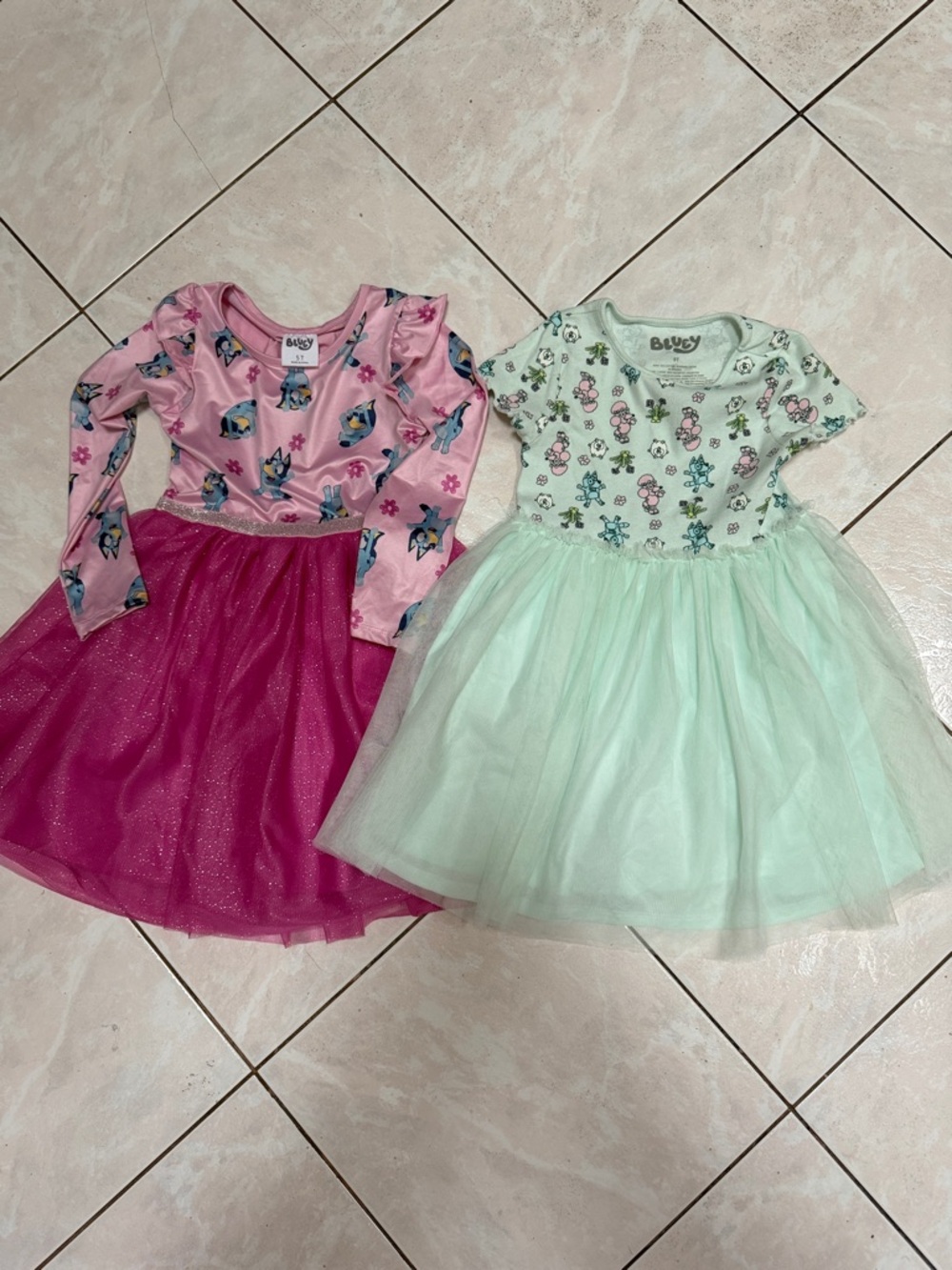 Bluey Girls' Pink, and Mint Tutu Dresses 5T